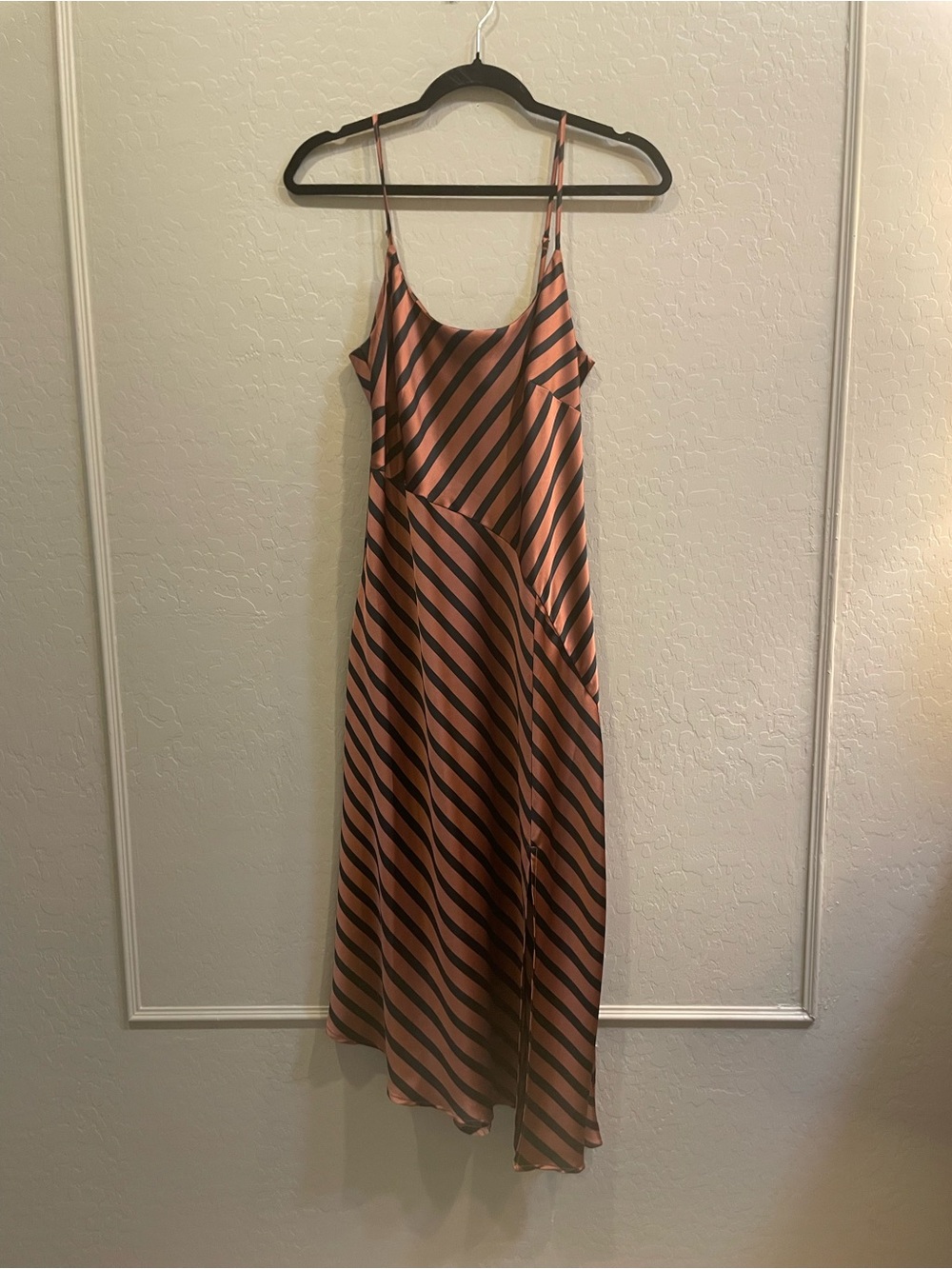 a new day Coral and Black Striped Slip Midi Dress